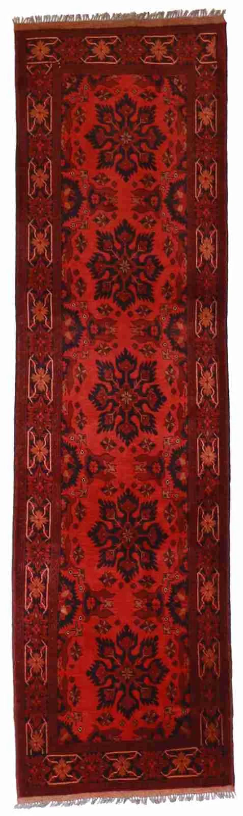 Runner - Kazak Fine Geometric Rectangle - Hand Knotted Rug — 50757