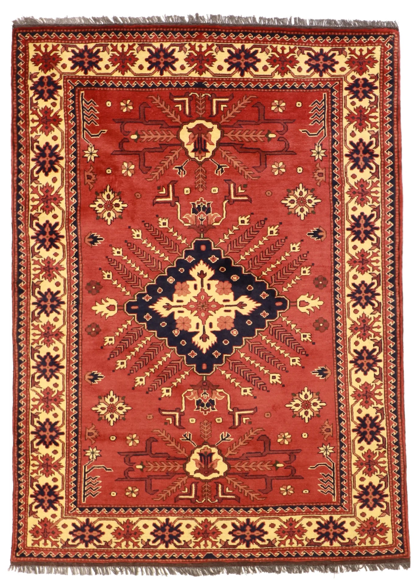 5x7 - Kazak Fine Floral Rectangle - Hand Knotted Rug — 50891