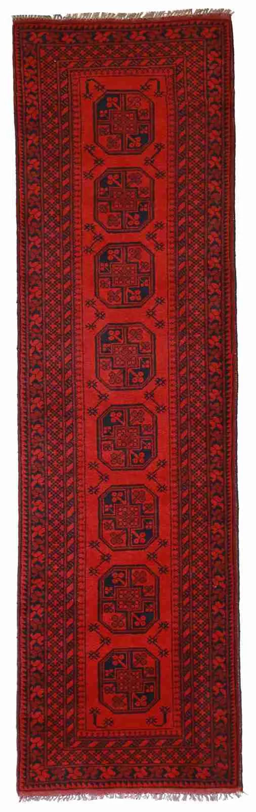 Runner - Turkaman Fine Geometric Rectangle - Hand Knotted Rug — 50910