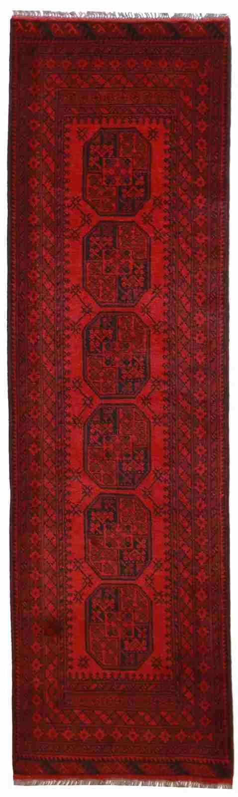 Runner - Turkaman Fine Geometric Rectangle - Hand Knotted Rug — 50912
