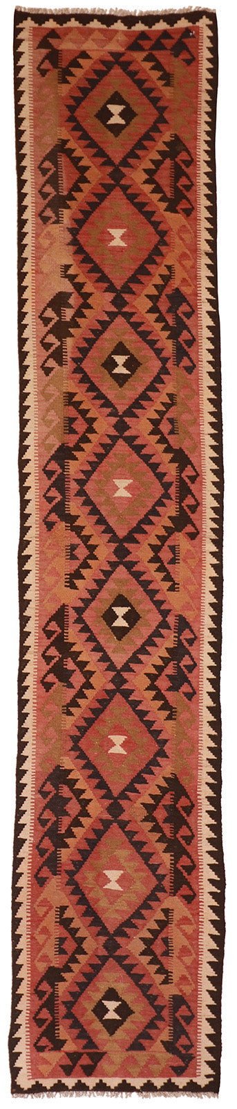 2.4 x 12.9 Runner - Navajo Fine Geometric Rectangle - Hand Knotted Rug — 51062
