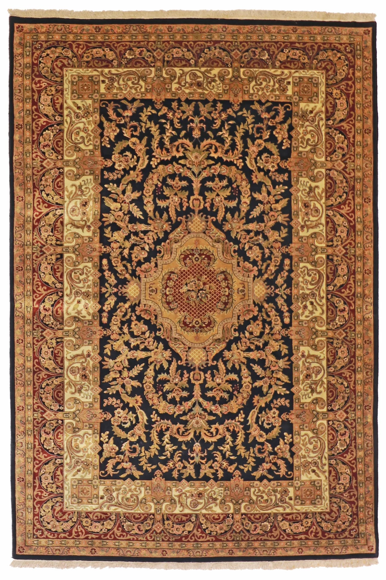 6x9 - Abado Fine Floral Rectangle - Hand Knotted Rug — 51146