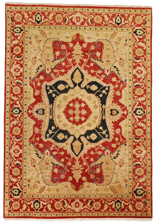 7x10 - Serapie Wool Medallion Rectangle - Hand Knotted Rug — 51305