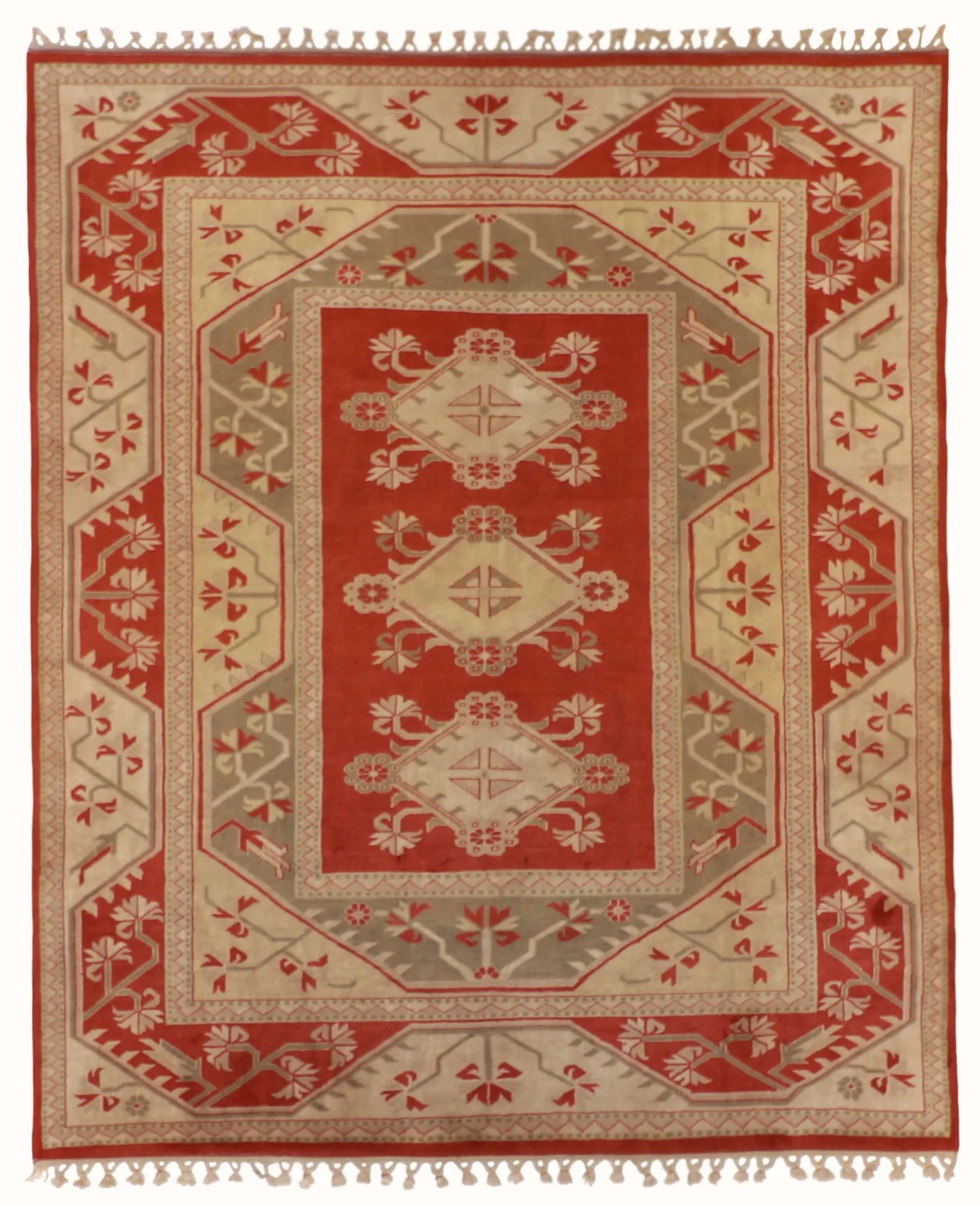 W 8 - L 9.5 - Serapie Wool Traditional Rectangle - Finest Hand-Knotted Quality Wool - 51727