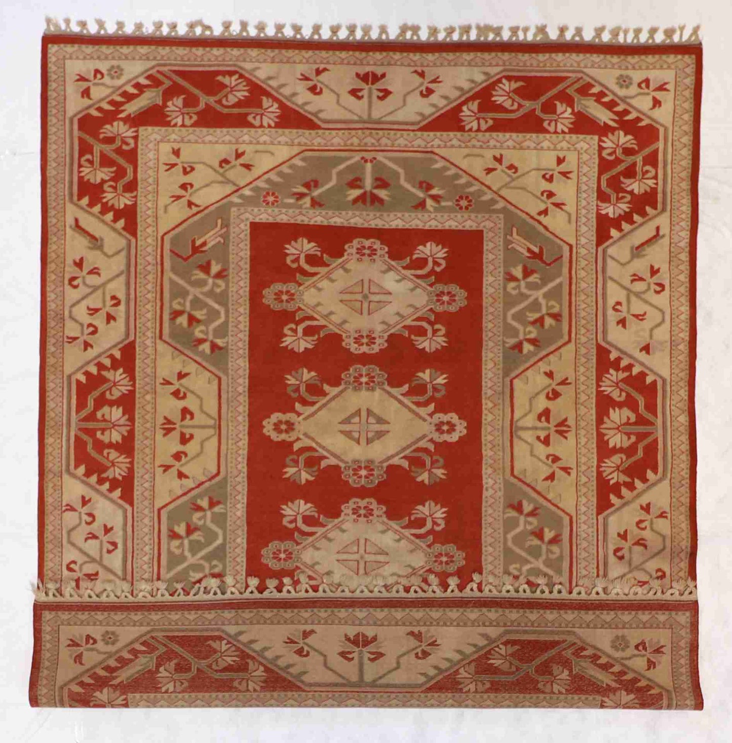 W 8 - L 9.5 - Serapie Wool Traditional Rectangle - Finest Hand-Knotted Quality Wool - 51727