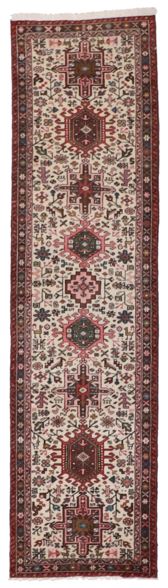 Runner - Karajeh Fine Geometric Rectangle - Hand Knotted Rug — 51794