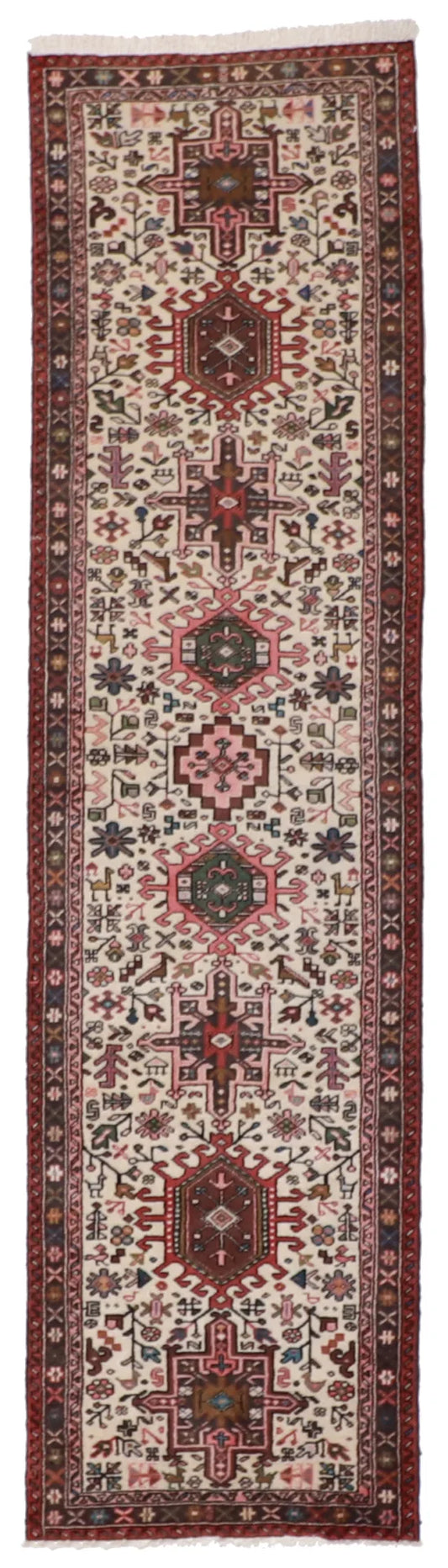 Runner - Karajeh Fine Geometric Rectangle - Hand Knotted Rug — 51794
