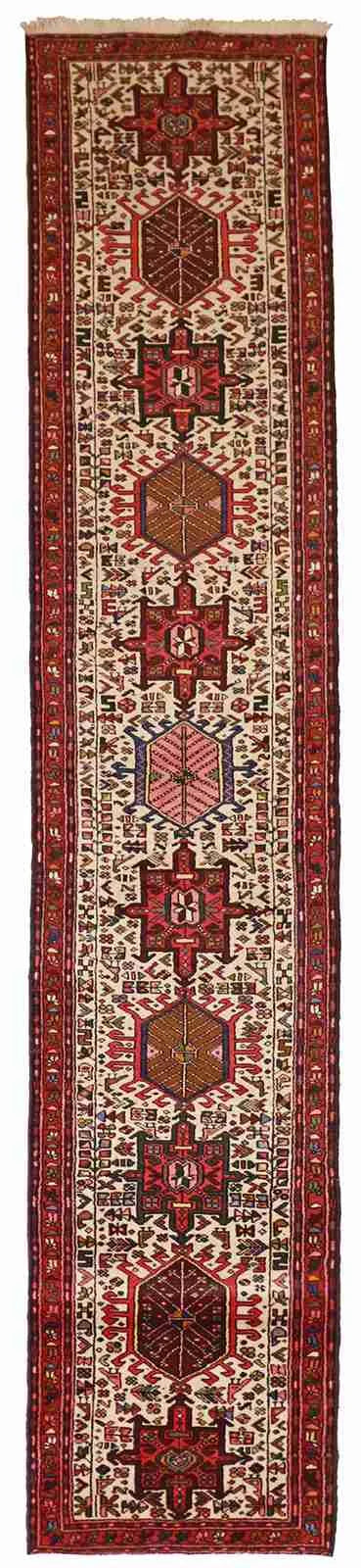Runner - Karajeh Fine Geometric Rectangle - Hand Knotted Rug — 51995