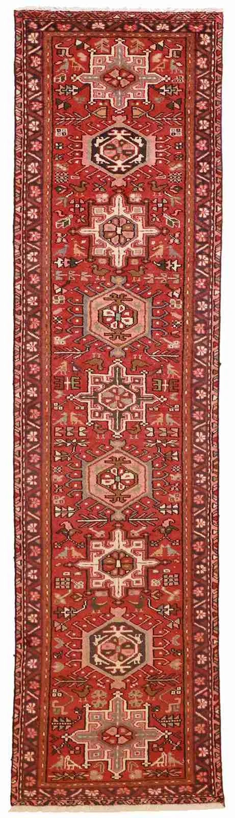 Runner - Karajeh Fine Geometric Rectangle - Hand Knotted Rug — 52003