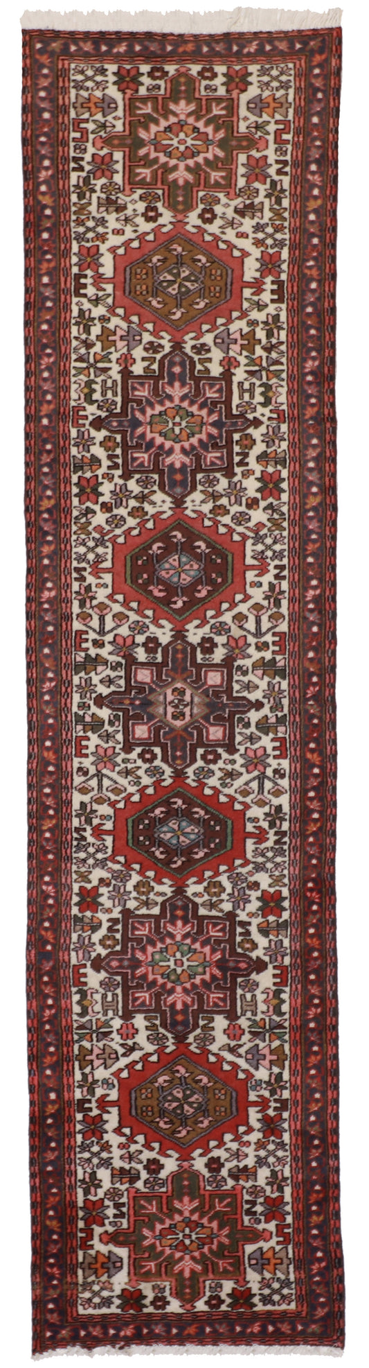 2.1 x 9.9 Runner- Karajeh Fine/Wool Geometric Rectangle - Hand Knotted Rug