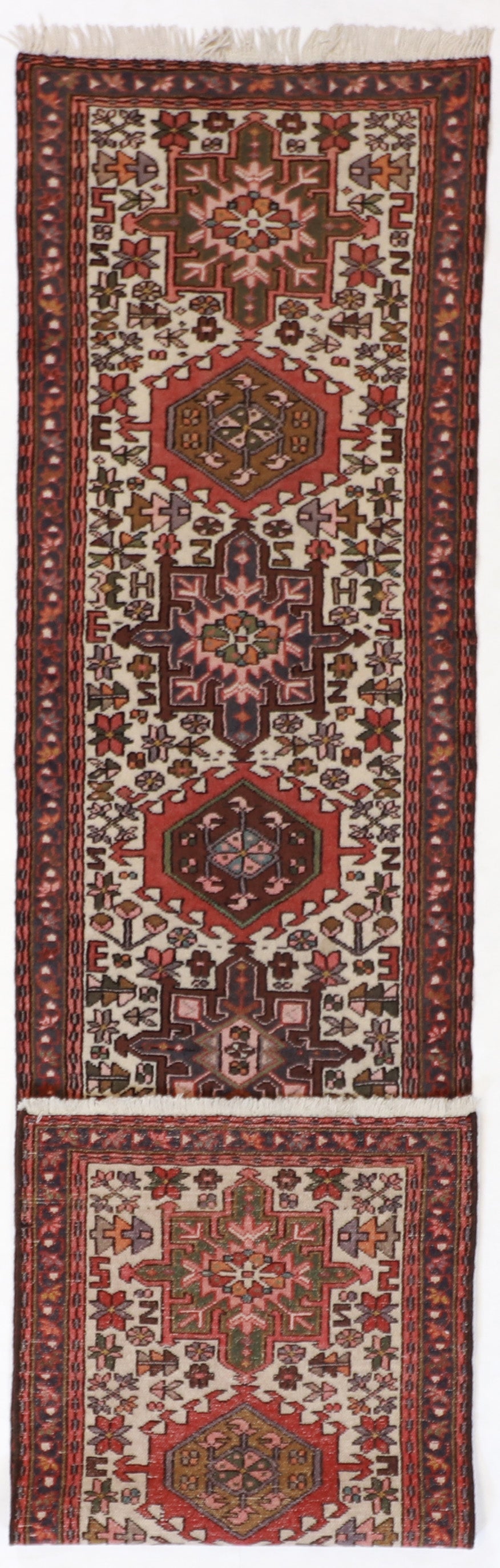 2.1 x 9.9 Runner- Karajeh Fine/Wool Geometric Rectangle - Hand Knotted Rug — 52024