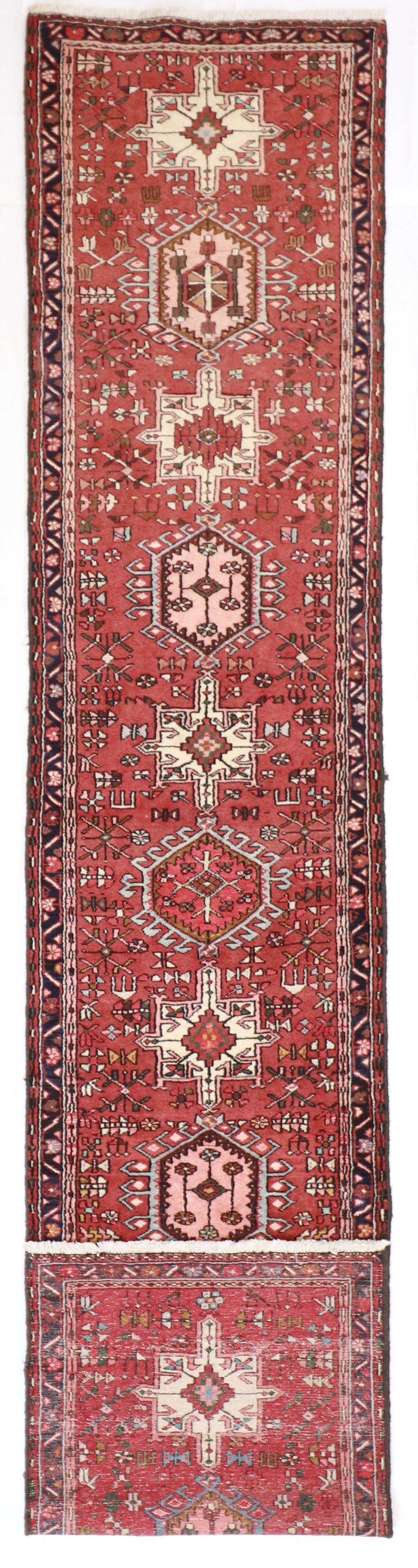 Runner - Karajeh Fine Geometric Rectangle - Hand Knotted Rug — 52038