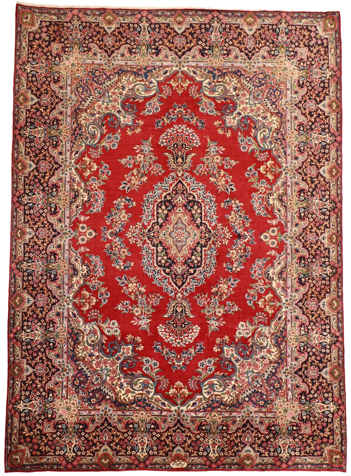 9x12 - Kerman Fine Floral Rectangle - Hand Knotted Rug — 52054