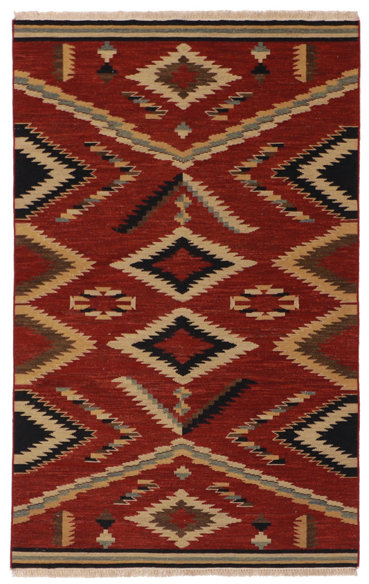 4x6 - Heriz Fine/Wool Geometric Rectangle - Hand Knotted Rug
