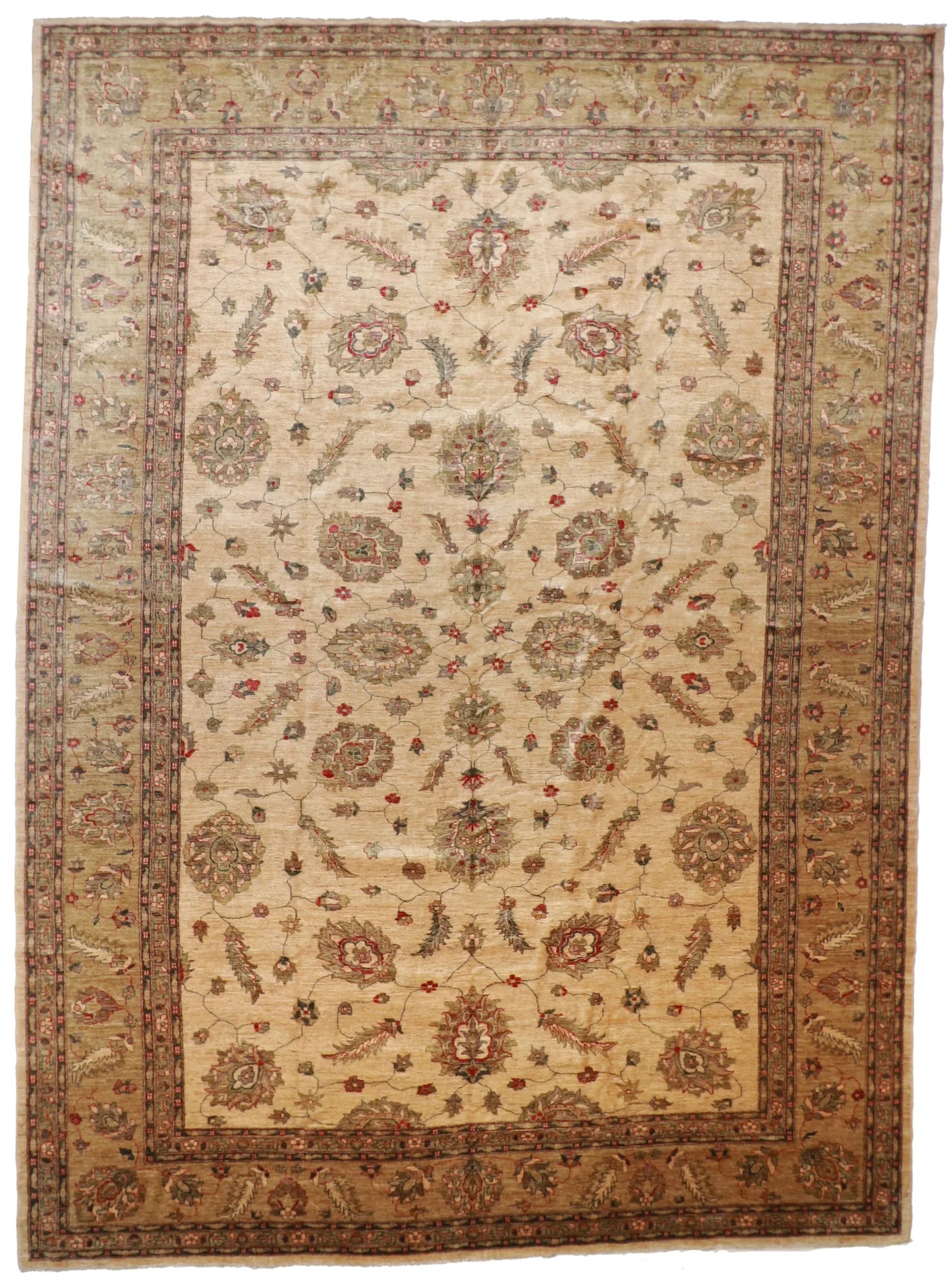 W 12.1 - L 16.7 - Yazd Fine All Over Rectangle - Finest Hand-Knotted Quality Wool - 52544