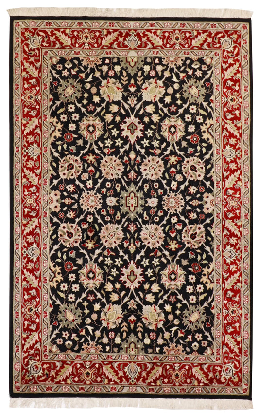 4x6 - Isfahan Fine/Wool Floral Rectangle - Hand Knotted Rug — 52997
