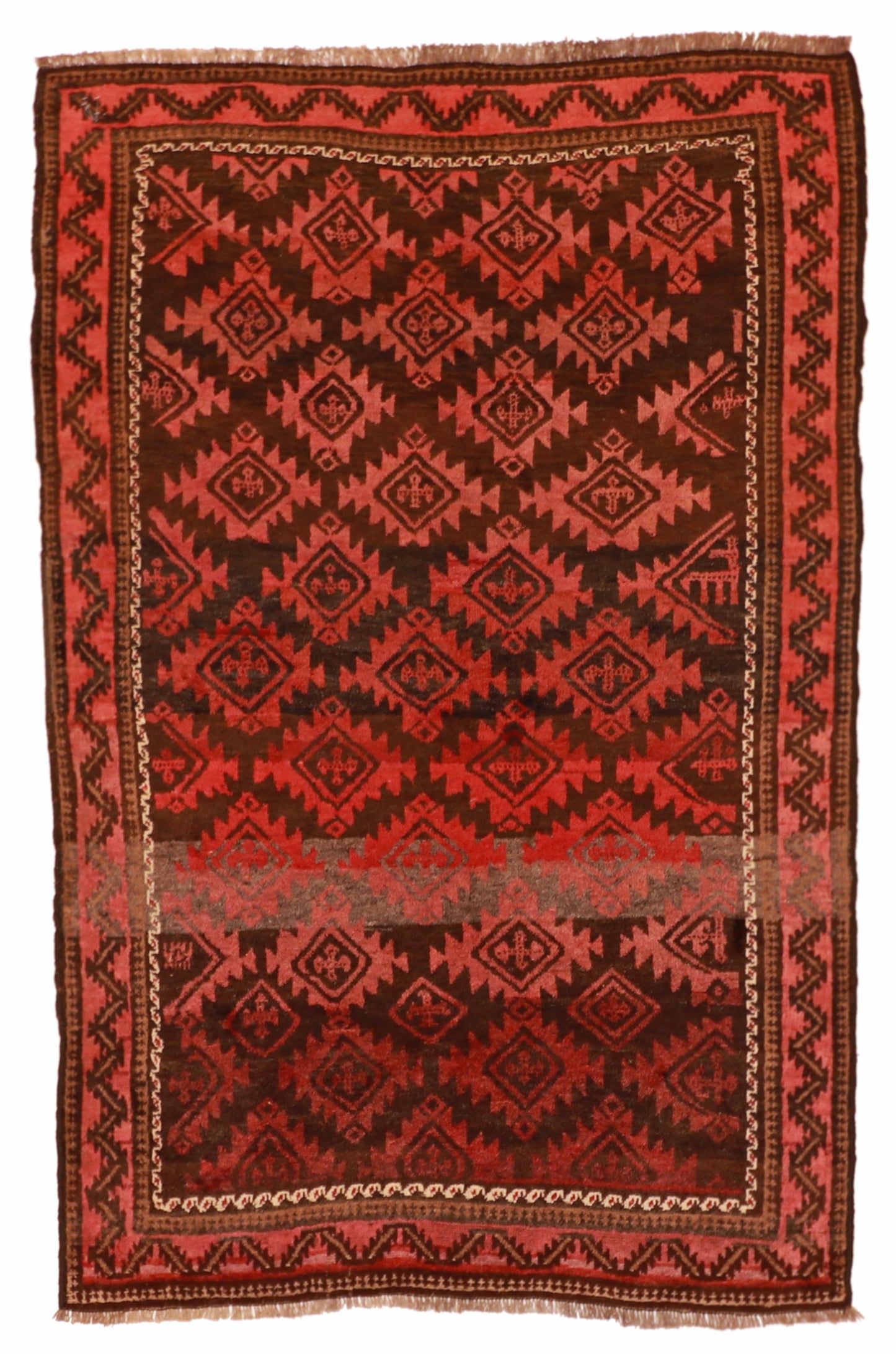 4x6 - Baluch Fine/Wool Geometric Rectangle - Hand Knotted Rug