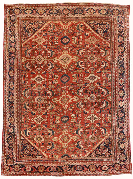 9 x 12 - Sultan Abad Antique Wool All Over Rectangle - Hand Knotted Rug — 53214