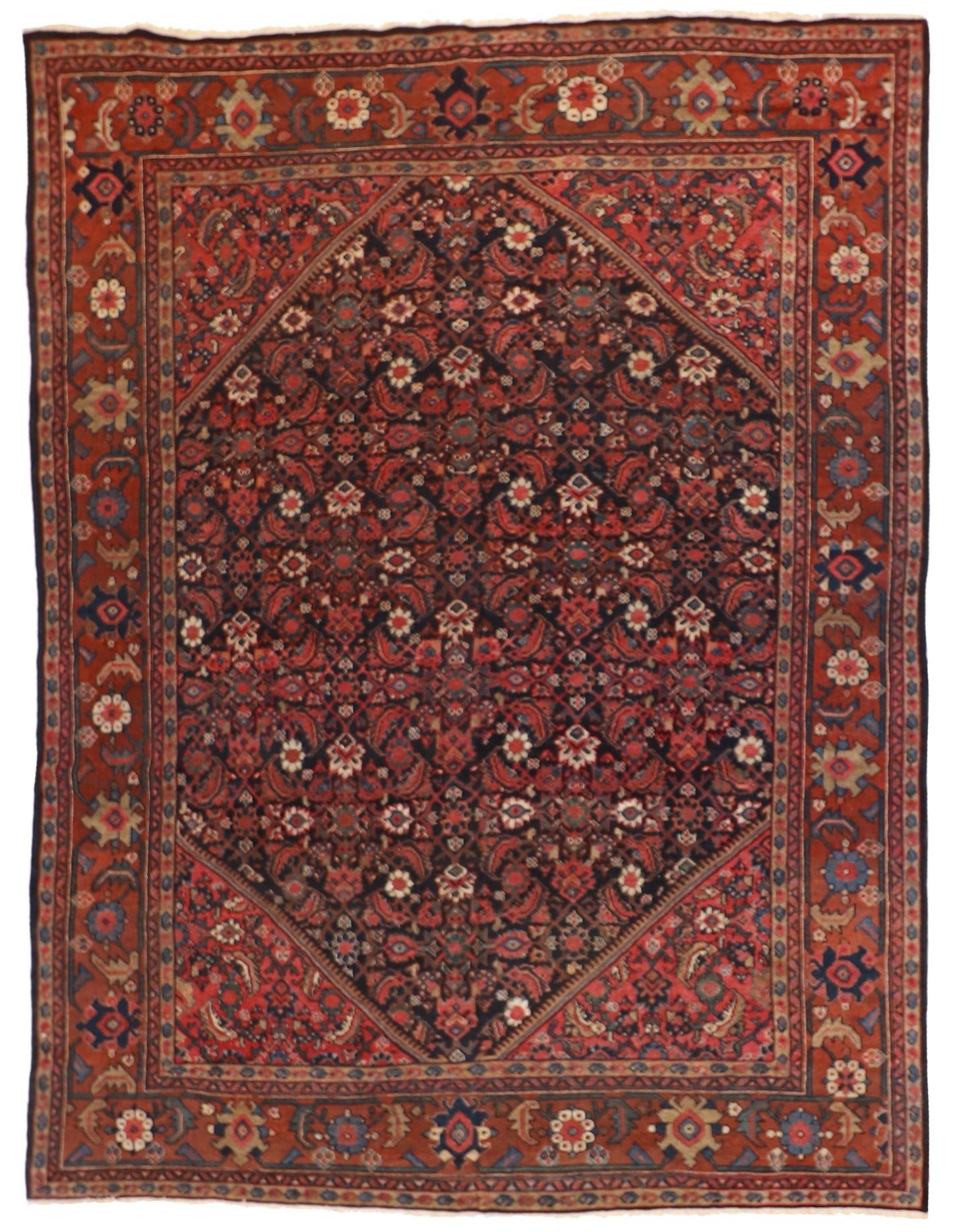 9 x 12 - Mahal Antique/Wool All Over Rectangle - Hand Knotted Rug — 53216