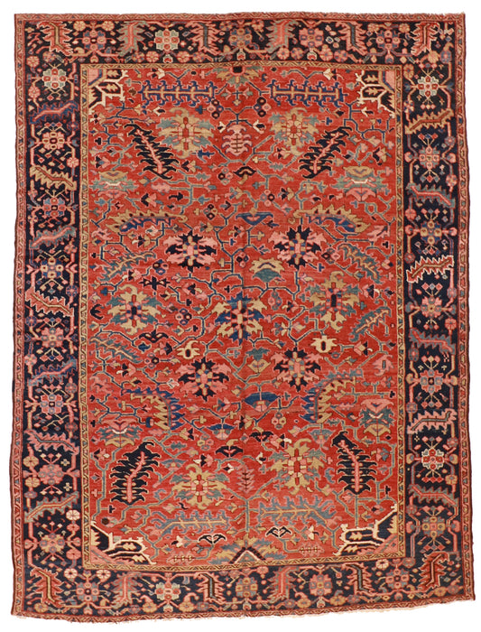 8 x 10 - Serapie Antique/Wool Geometric Rectangle - Hand Knotted Rug