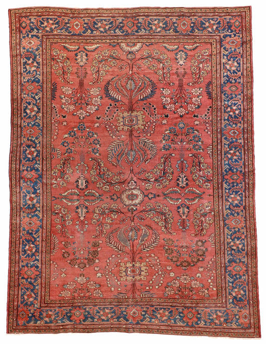 9 x 12 - Sultan Abad Antique Wool All Over Rectangle - Hand Knotted Rug — 53232