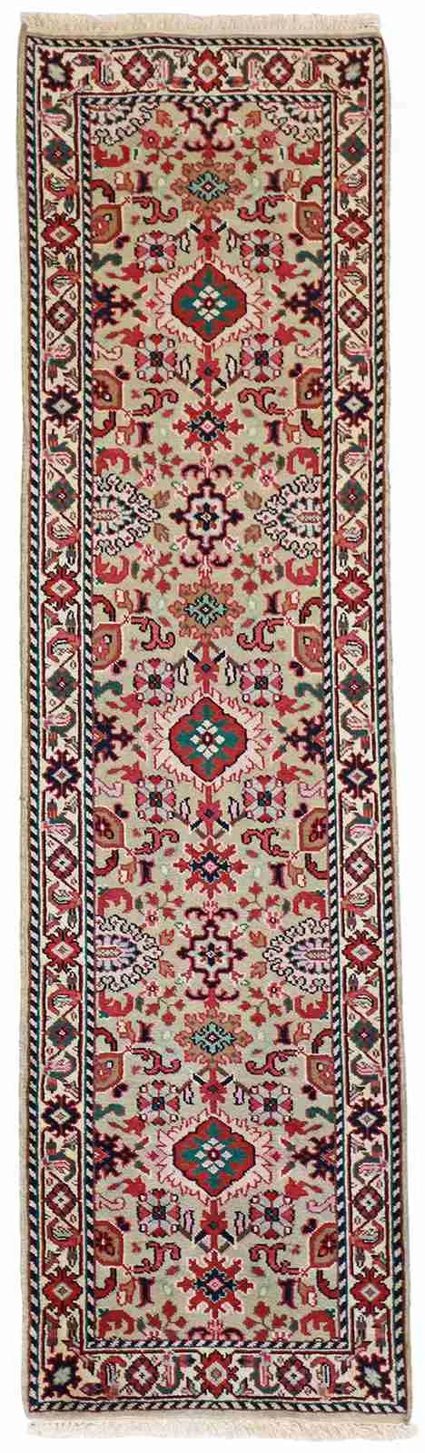 Runner - Mahal Fine Geometric Rectangle - Hand Knotted Rug — 53563