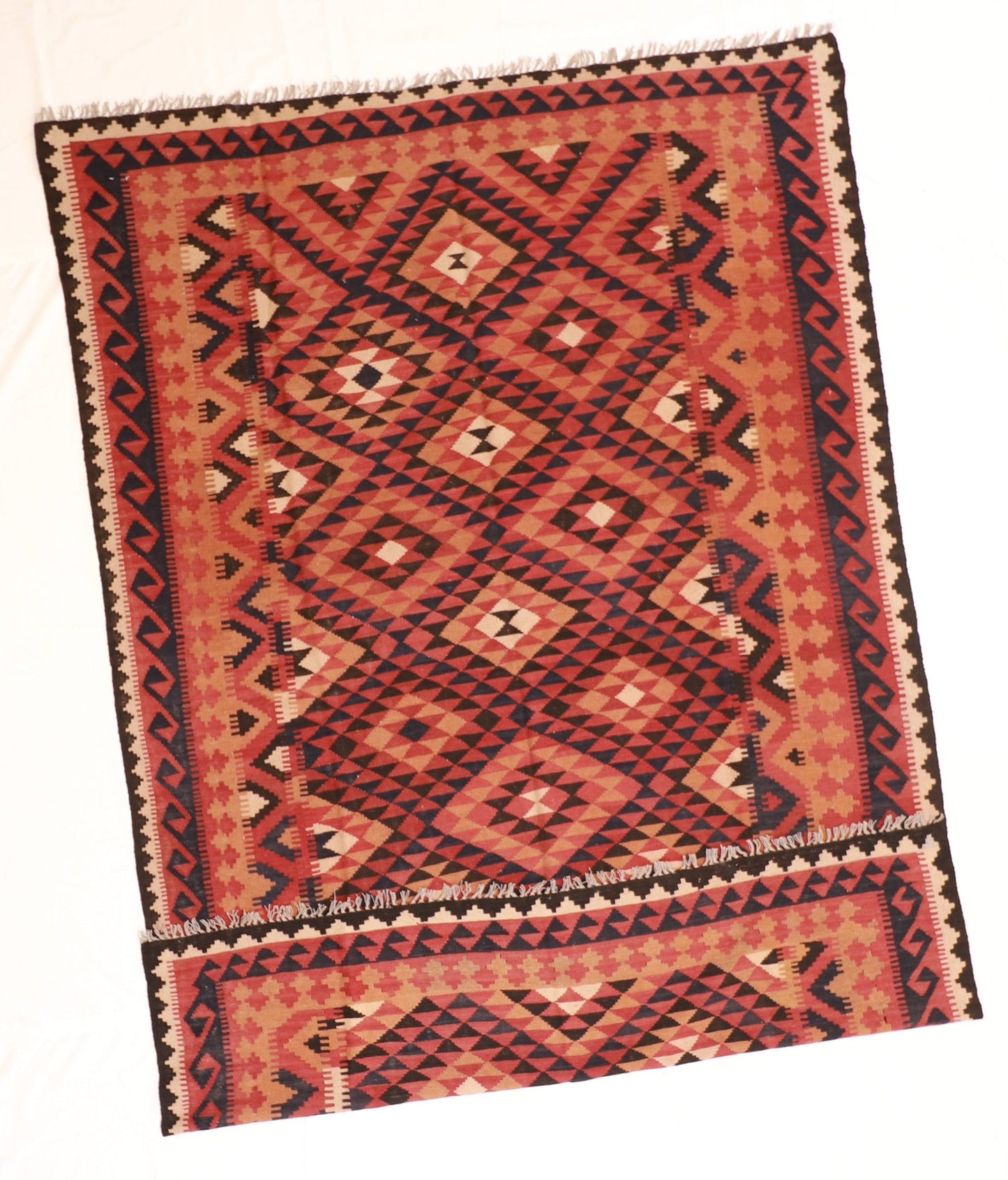 7x10 - Kilim Wool Geometric Rectangle - Hand Knotted Rug