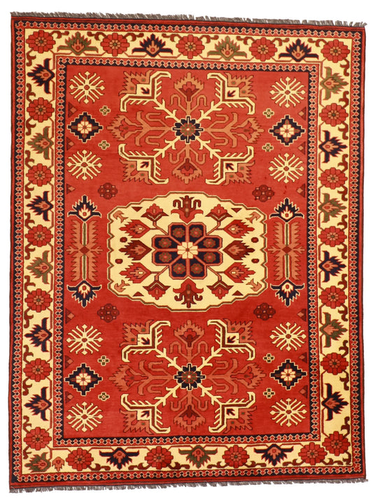 5x7 - Bakshaish Fine/Wool Geometric Rectangle - Hand Knotted Rug — 54338
