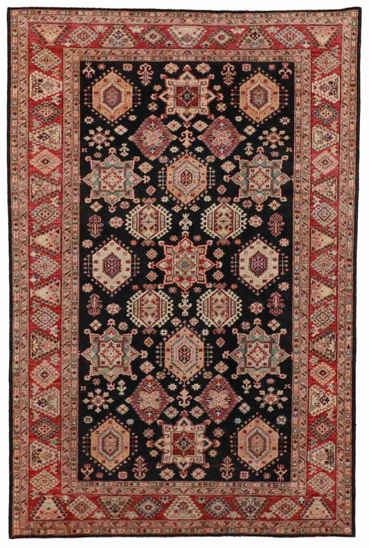W 6.7 - L 10 - Baluch Wool Geometric Rectangle - Hand Woven Rug - 54423