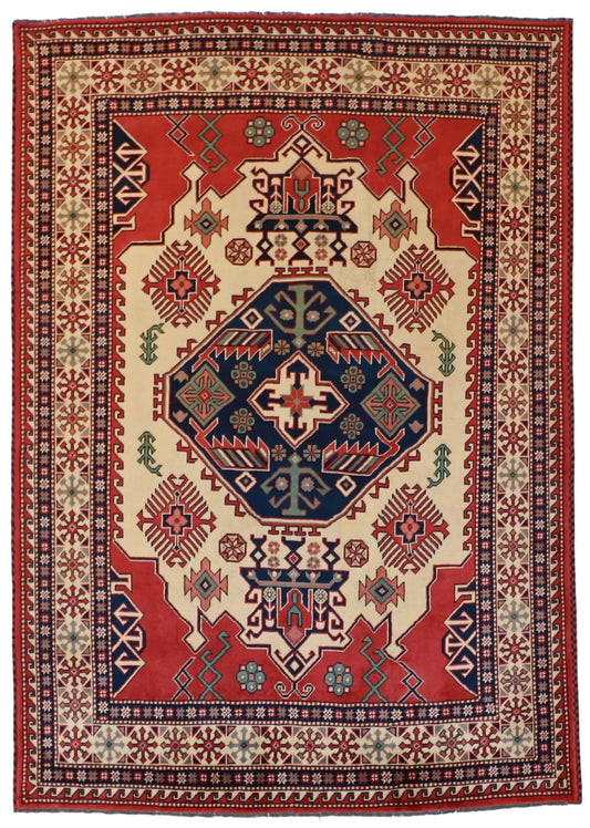 5x7 - Kurdish Fine/Wool Geometric Rectangle - Hand Knotted Rug — 54444