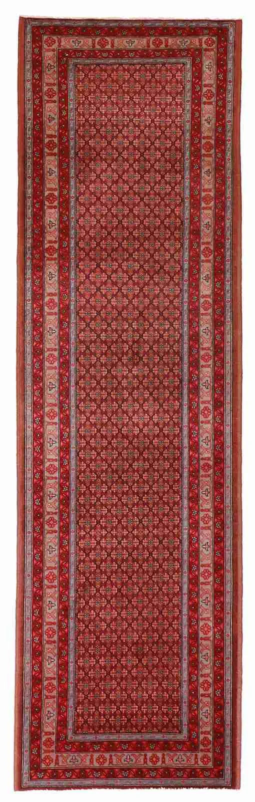Runner - Afshar Fine/Wool Geometric Rectangle - Hand Knotted Rug — 54446