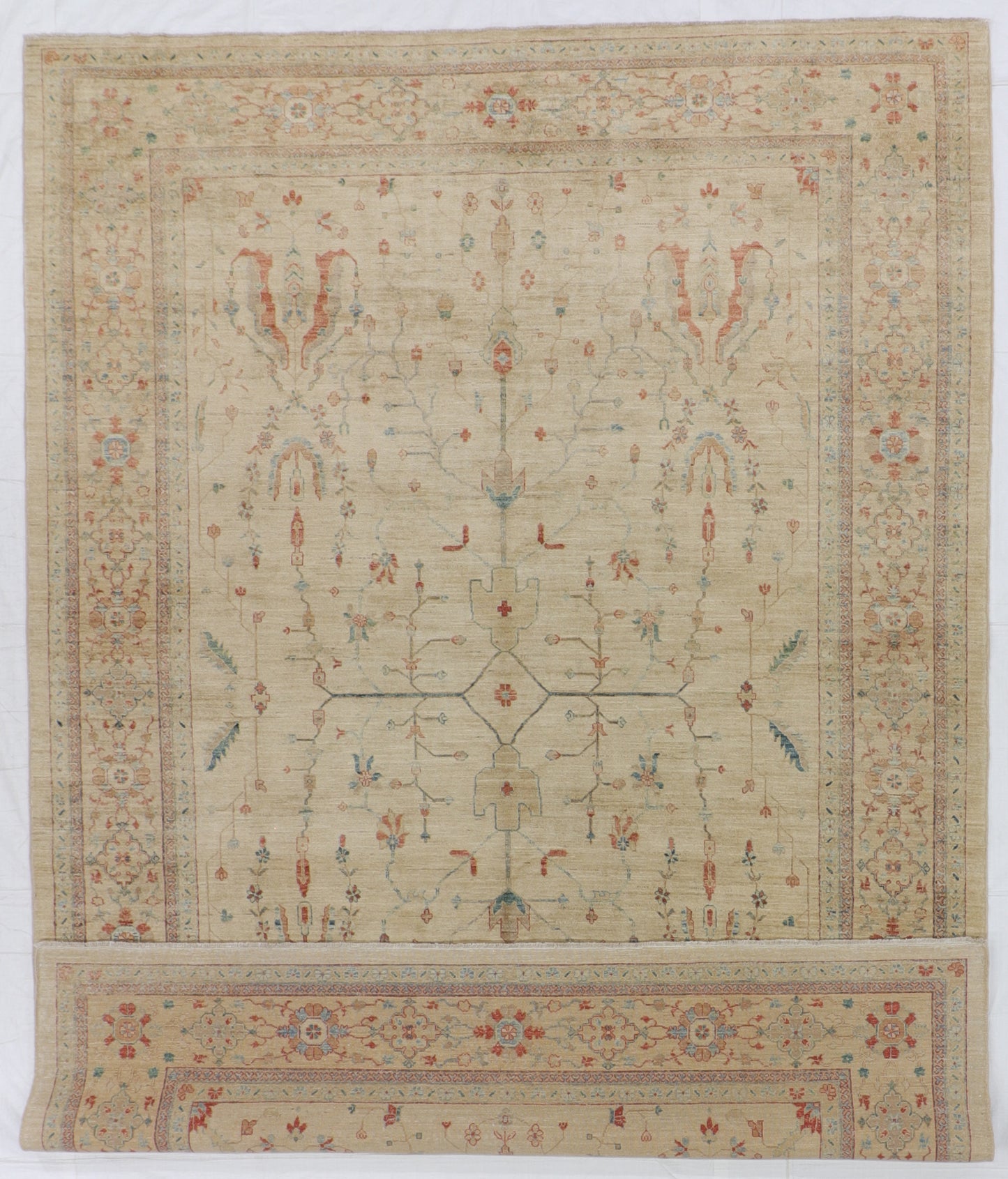 W 8.10 L 12.4 Sarab 100% Wool Handmade All Over Design - 54466