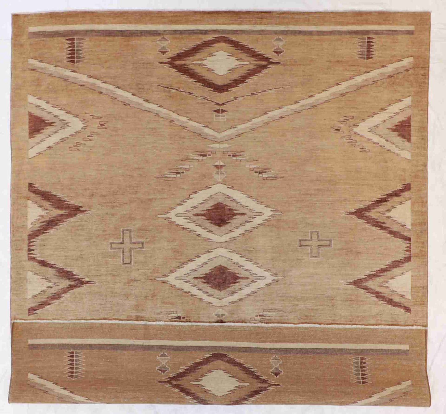 W 8.3 - L 9.6 - Mountain Modern Wool Western Rectangle - Finest Hand-Knotted Quality Wool - 54896