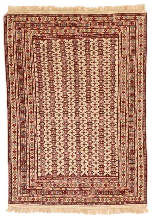 4x6 - Baluch Fine/Wool Geometric Rectangle - Hand Knotted Rug