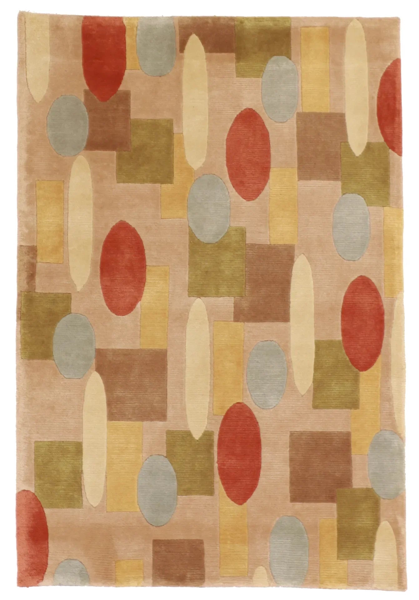 4x6 - Modern Fine/Wool All Over Rectangle - Hand Knotted Rug — 55616