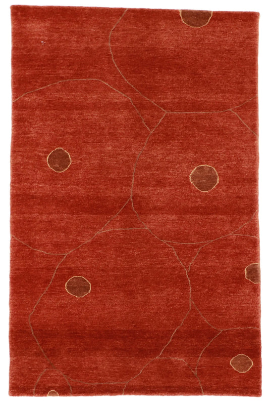 4x6 - Modern Fine/Wool All Over Rectangle - Hand Knotted Rug — 55618