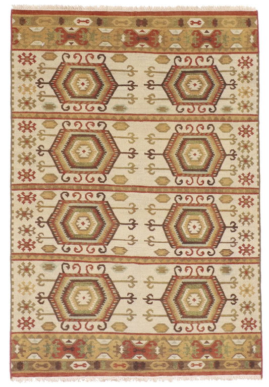 4x6 - Mountain Modern Fine Geometric Rectangle - Hand Knotted Rug — 56084