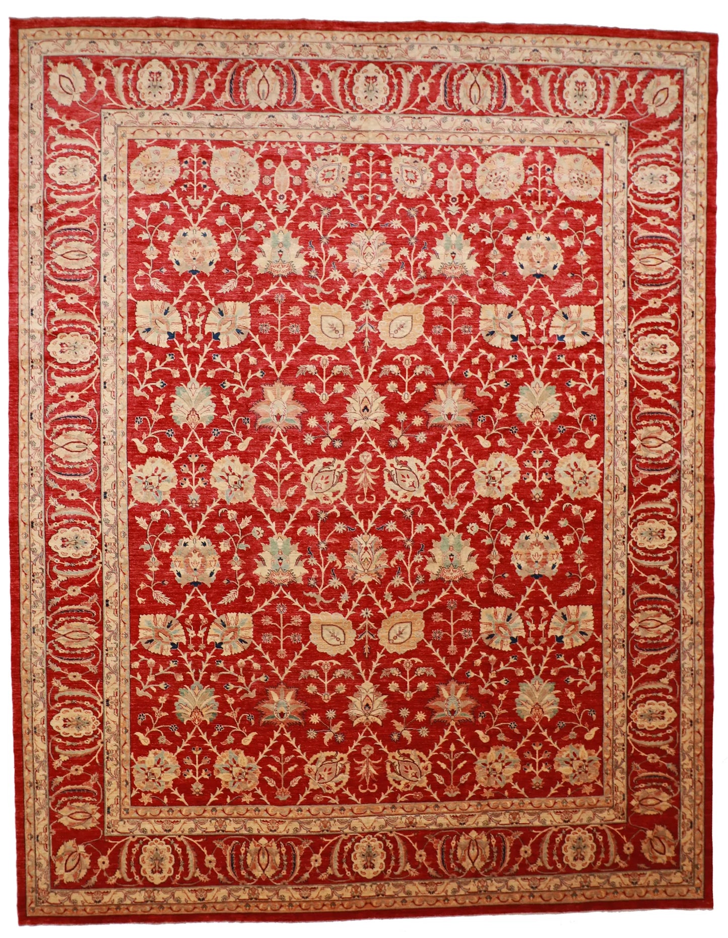 W 12.1 - L 16.2 - Tabriz Fine All Over Rectangle - Finest Hand-Knotted Quality Wool - 56195