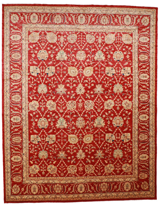 W 12.1 - L 16.2 - Tabriz Fine All Over Rectangle - Finest Hand-Knotted Quality Wool - 56195