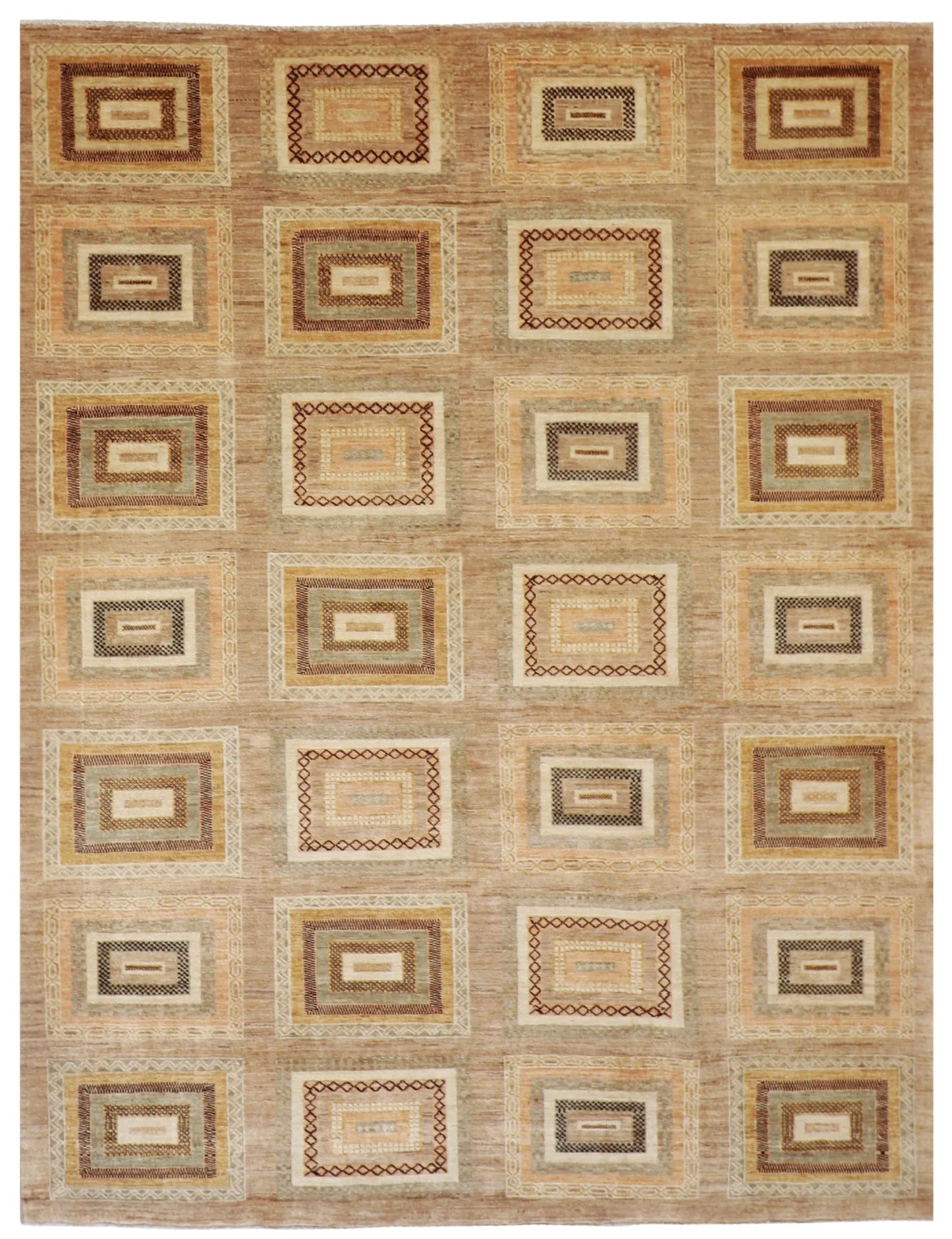 6x9 - Modern Wool All Over Rectangle - Hand Knotted Rug — 56335