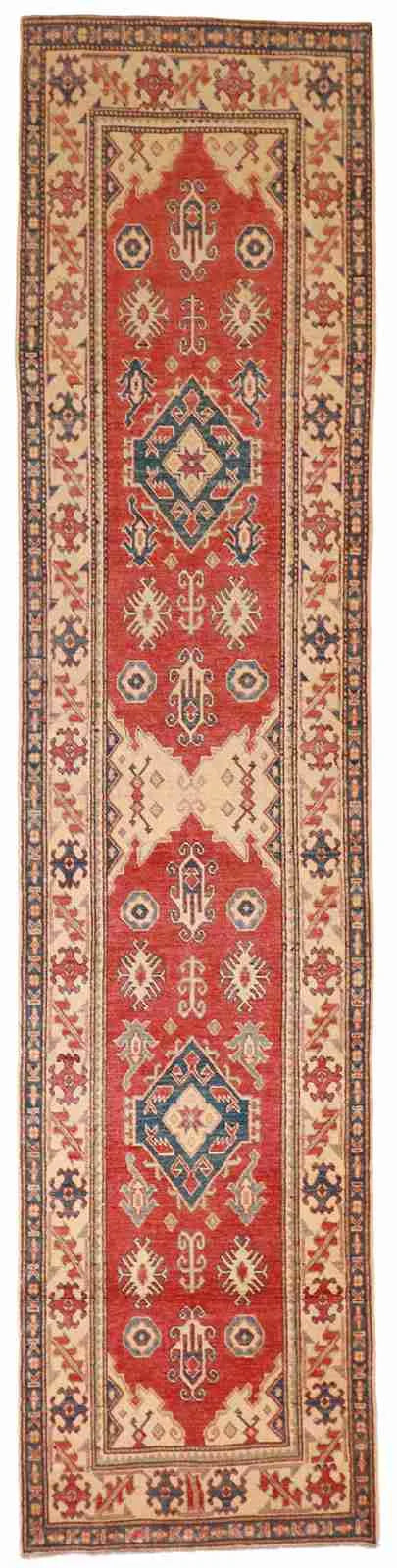 Runner - Heriz Fine Geometric Rectangle - Hand Knotted Rug — 56518