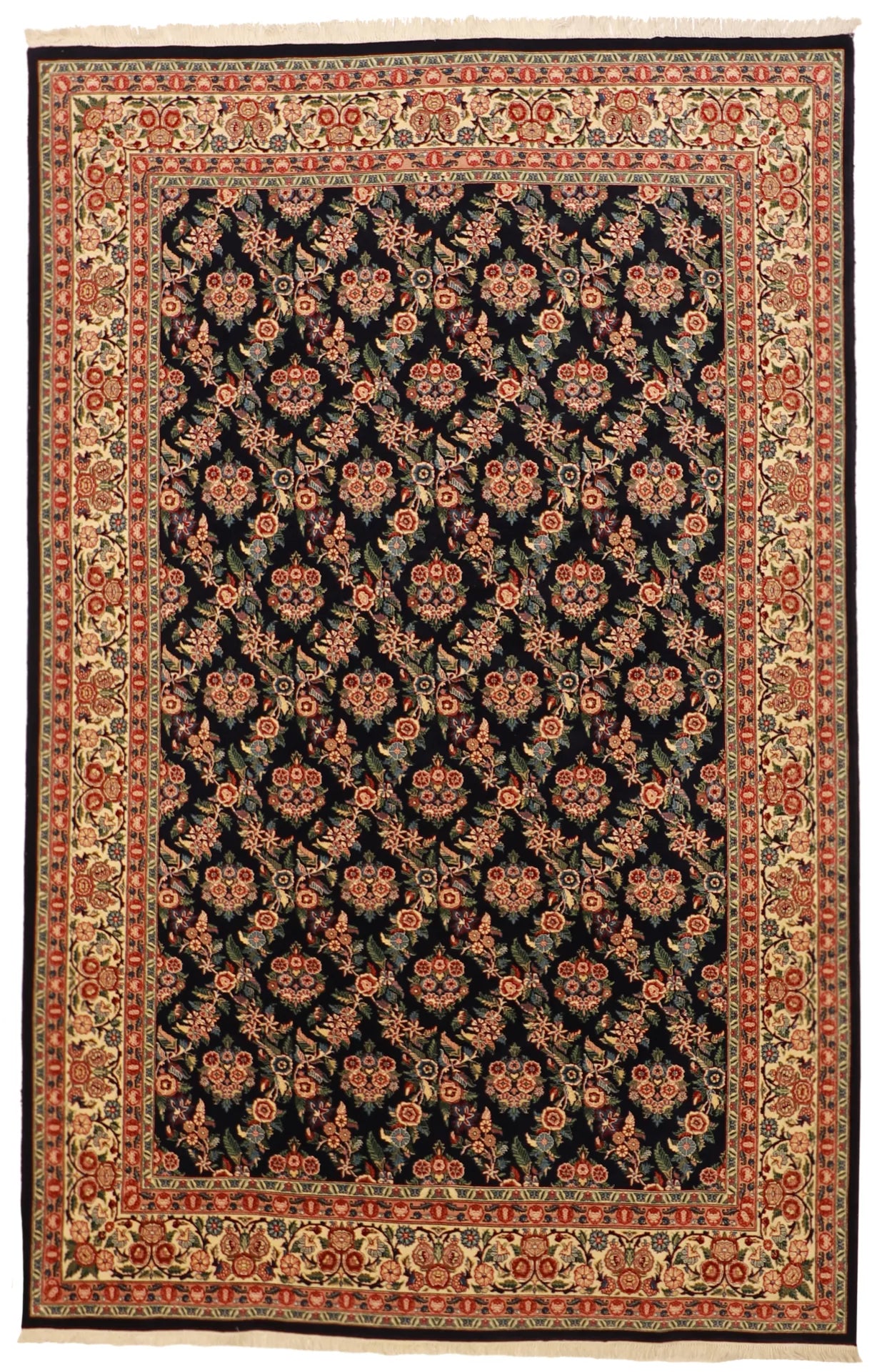 6x9 - Golfrangie Silk/Wool Floral Rectangle - Hand Knotted Rug — 56950