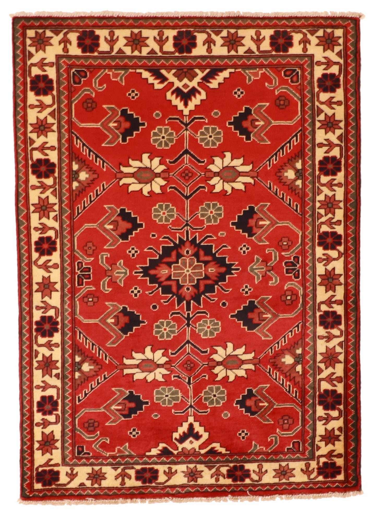 5x7 - Malayer Wool Geometric Rectangle - Hand Knotted Rug