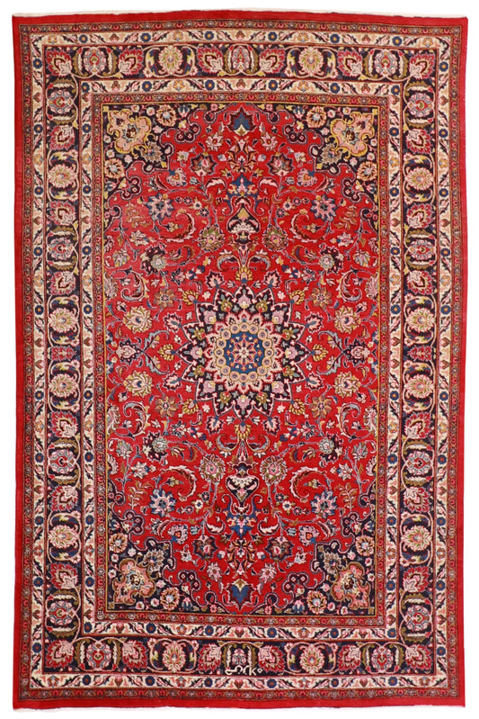 7x10 - Mashad Wool Floral Rectangle - Hand Knotted Rug — 57416