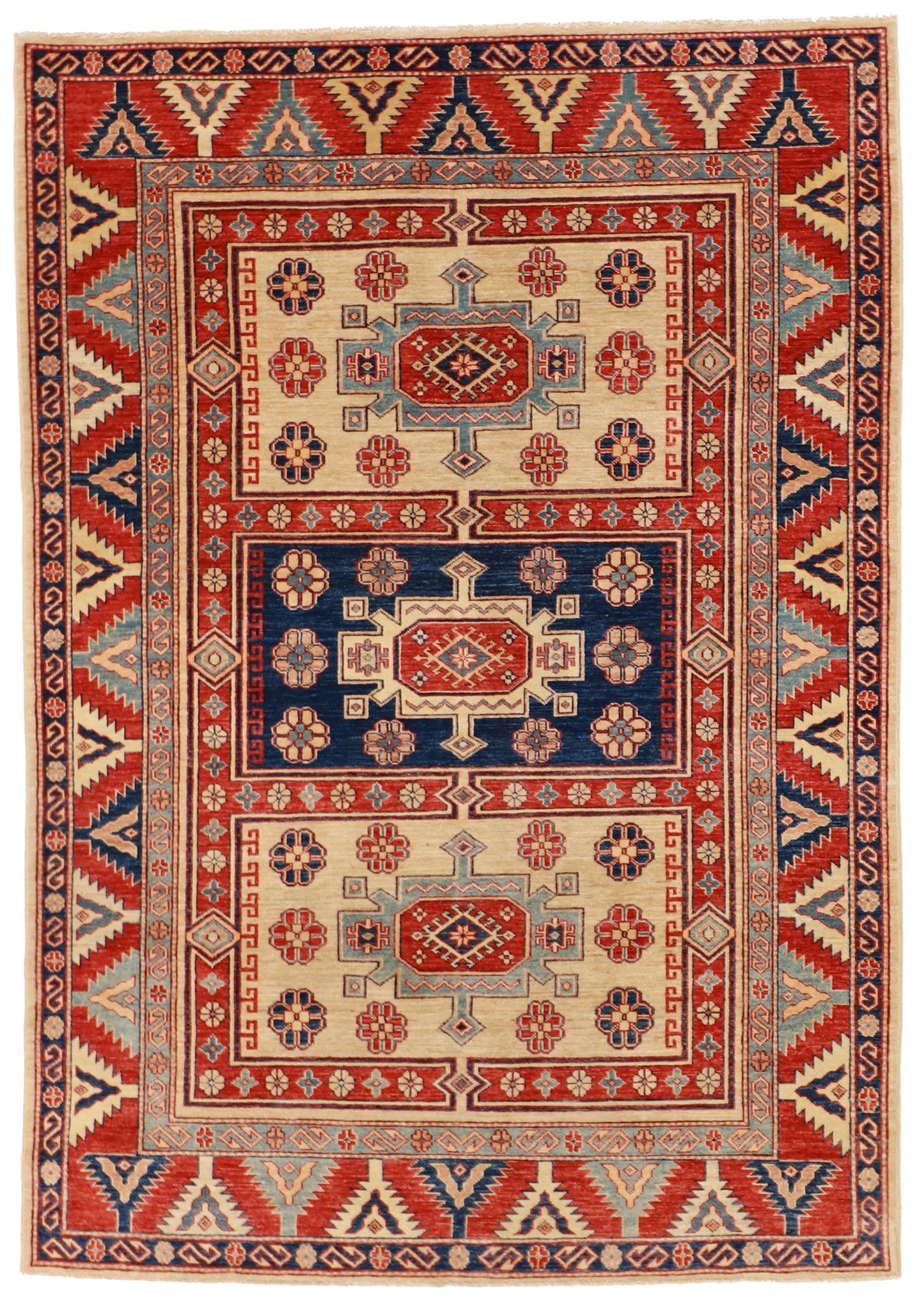 5x7 - Heriz Fine/Wool Geometric Rectangle - Hand Knotted Rug