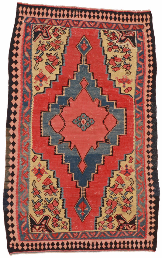 5x7 - Seneh Antique/Wool Geometric Rectangle - Hand Knotted Rug