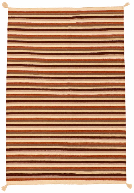 4x6 - Navajo Fine Wool Geometric Rectangle - Hand Knotted Rug