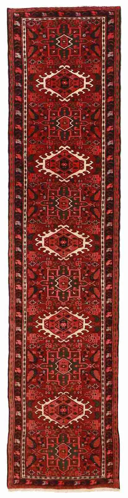 Runner - Karajeh Fine Geometric Rectangle - Hand Knotted Rug — 57807
