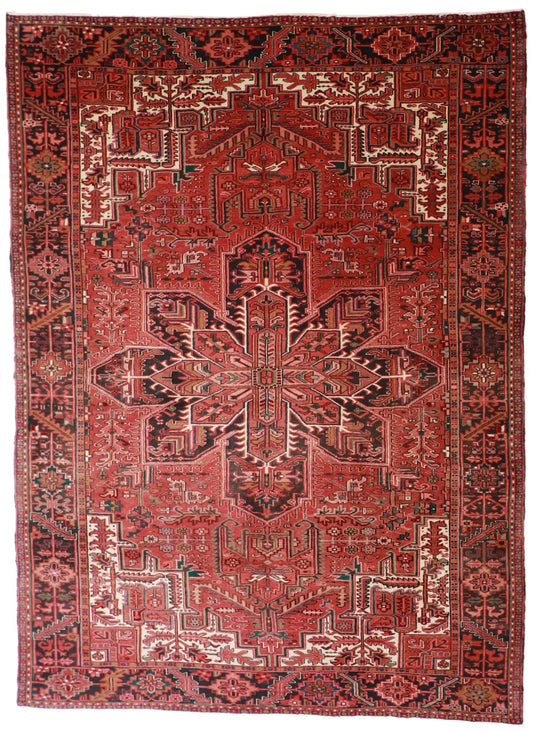 9 x12 - Heriz Wool Geometric Rectangle - Hand Knotted Rug — 57813