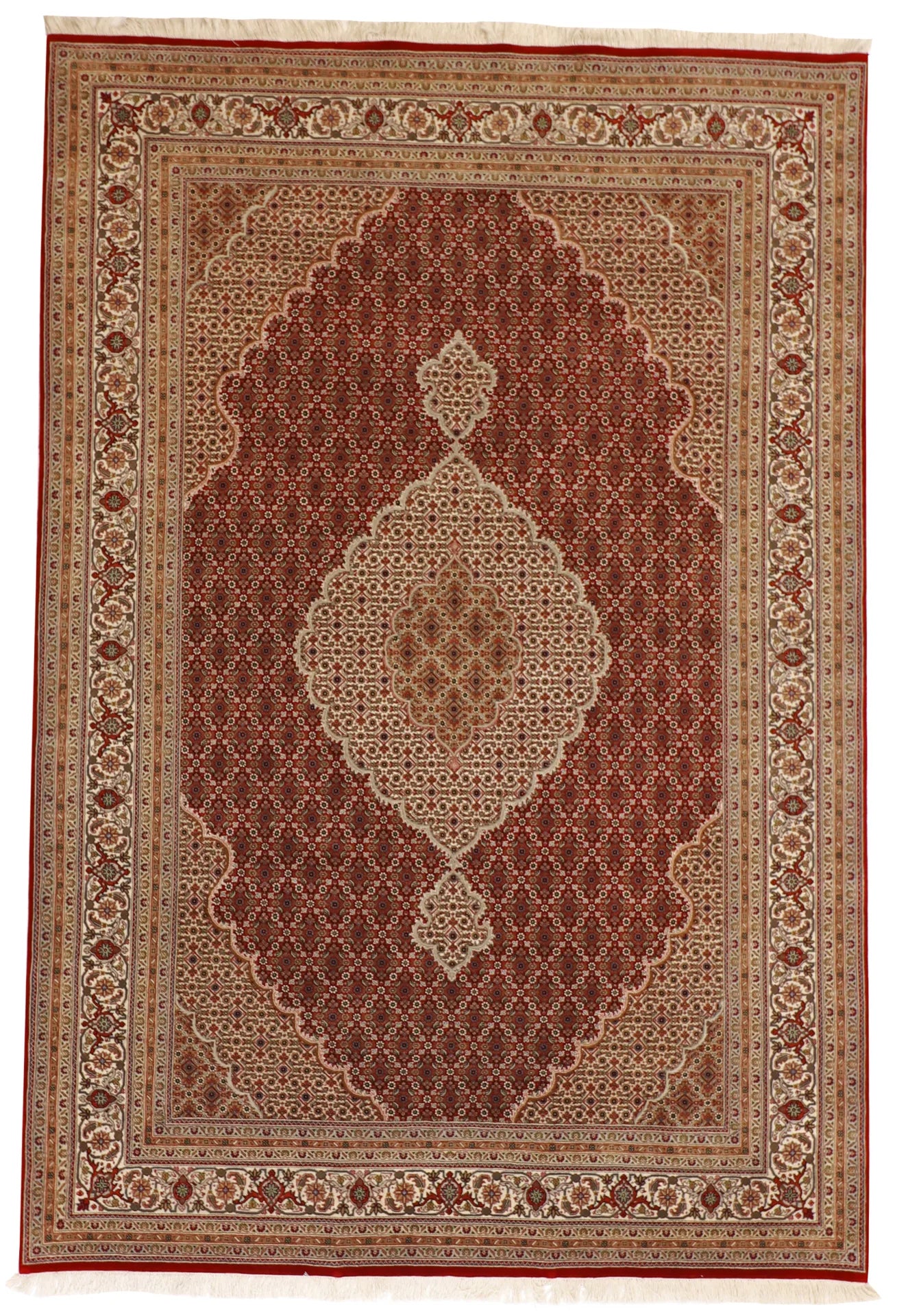 7x10 - Mahi Fine/Silk Tabriz Rectangle - Hand Knotted Rug — 57818